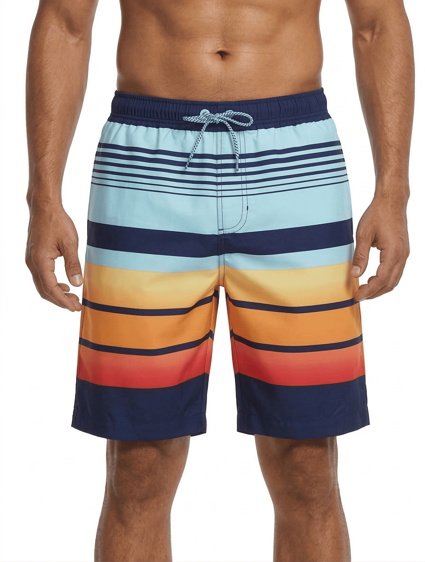 Men's Quick Dry Mesh Lined Swim Trunks Swimwear Stripes Printed / S Rokka & Rolla