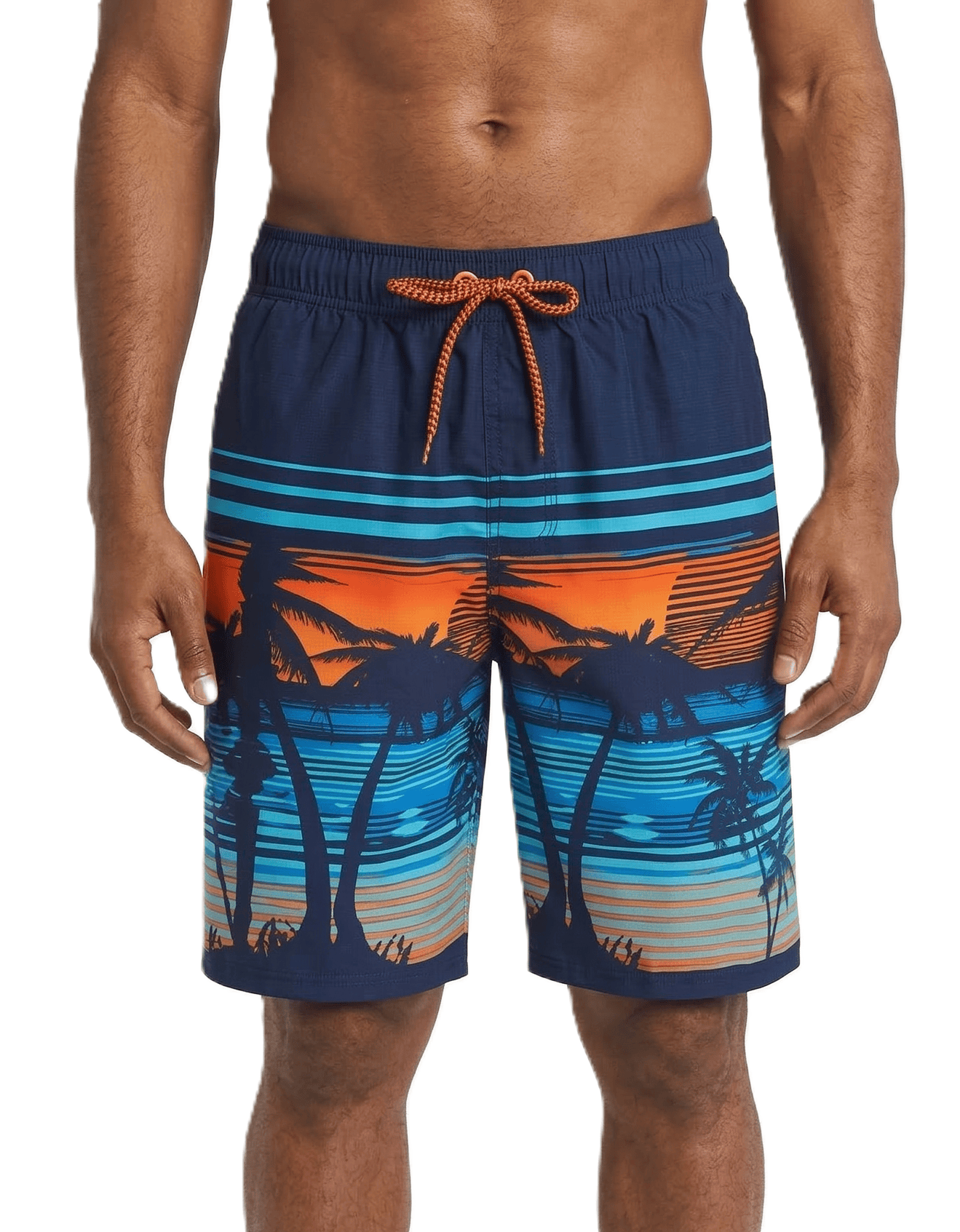 Men's Quick Dry Mesh Lined Swim Trunks Swimwear Tropical Palm / S Rokka & Rolla