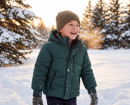 Boys' Hooded Puffer Jacket Water Resistant Warm Insulated Winter Coat - Dark Green