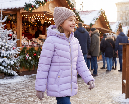 Girls' Jacket Lightweight Long Puffer Jacket