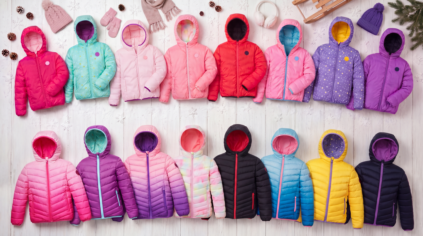 Girls' Reversible Lightweight Puffer Jacket