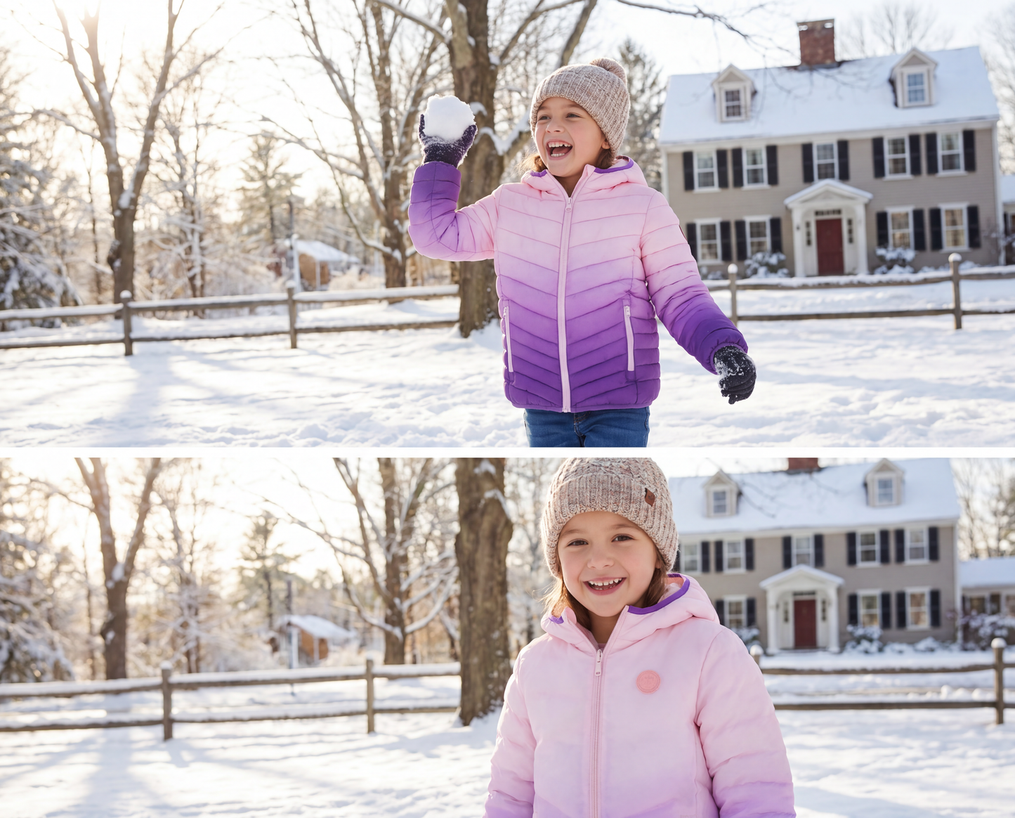 Girls' Reversible Lightweight Puffer Jacket