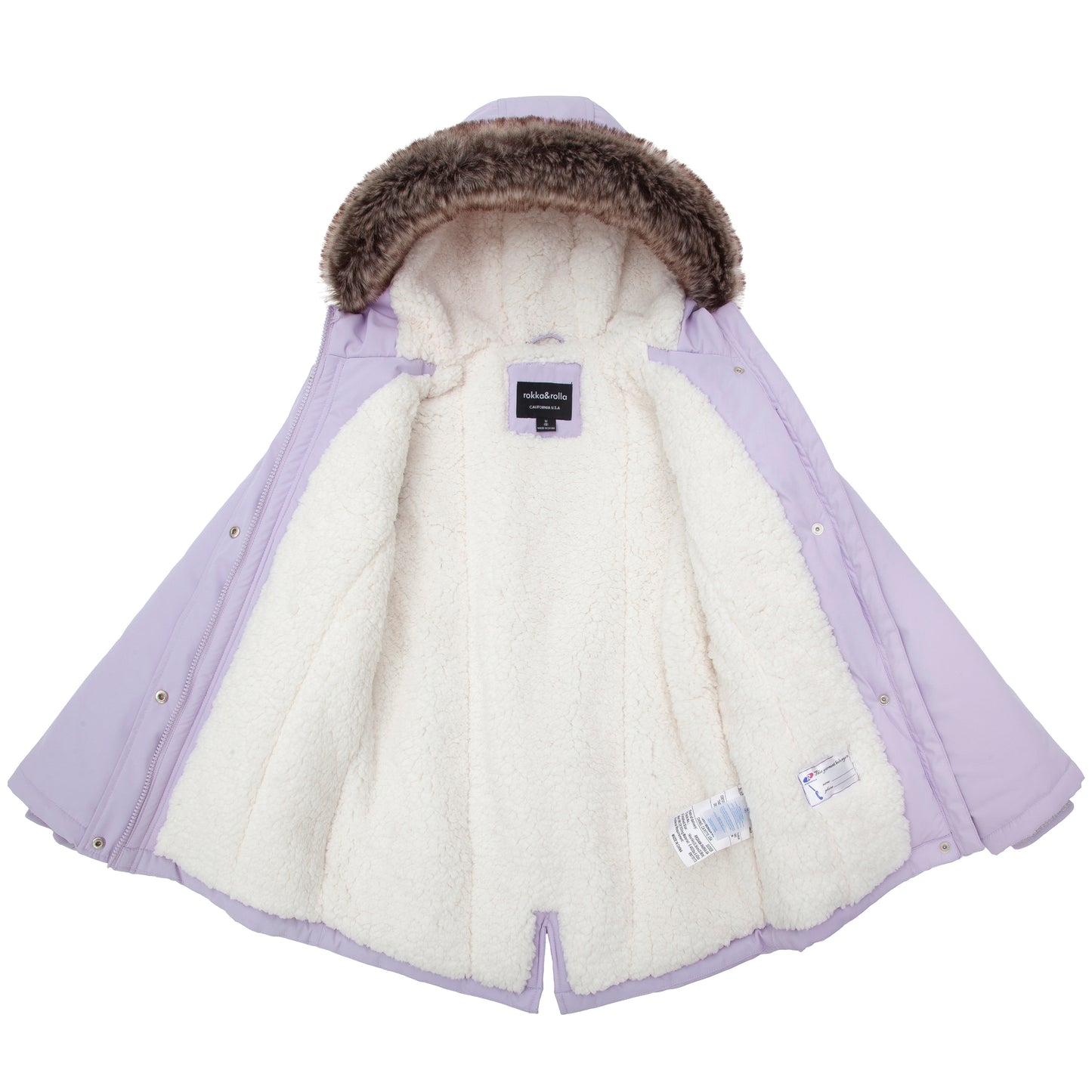 Girls' Water-Resistant Sherpa Fleece Lined Puffer Jacket Winter Parka Coat
