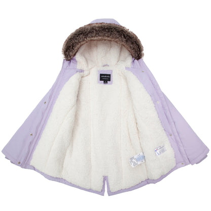 Girls' Water-Resistant Sherpa Fleece Lined Puffer Jacket Winter Parka Coat