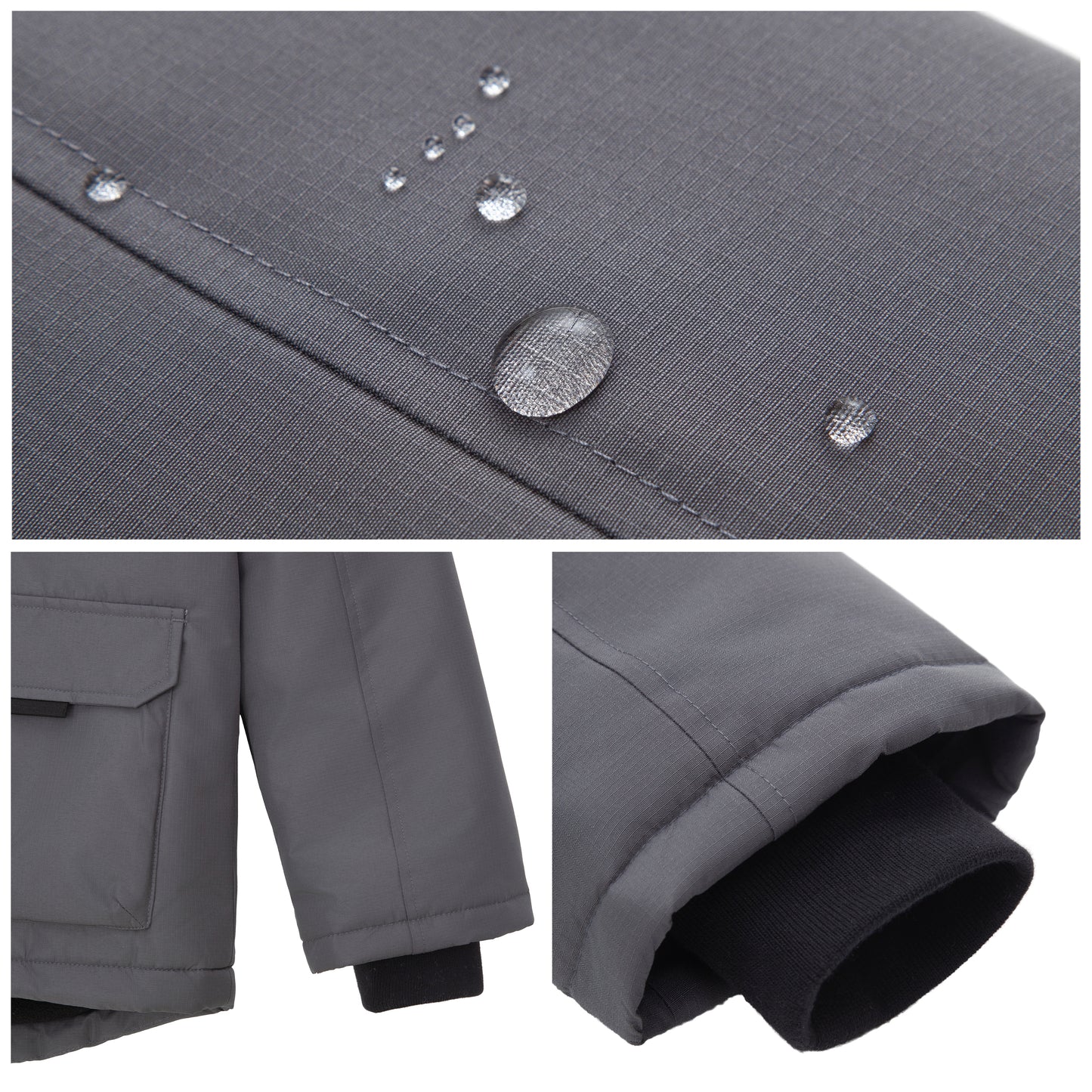 Boys' Water-Resistant Ripstop Shell Parka Jacket Fleece Lined Winter Coat