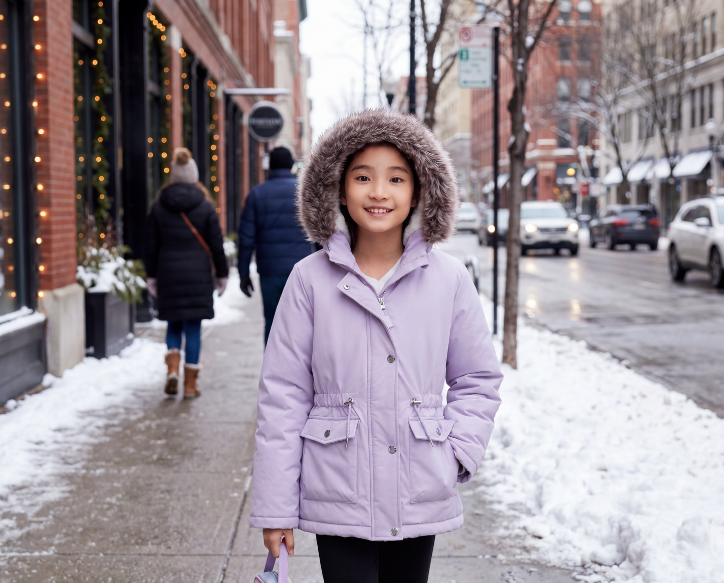 Girls' Water-Resistant Sherpa Fleece Lined Puffer Jacket Winter Parka Coat