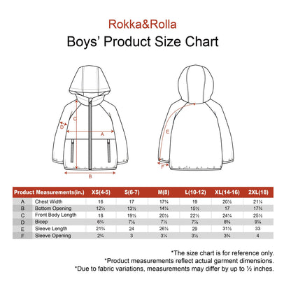 Rokka&Rolla Boys' Fleece Lined Windbreaker Ripstop Water-Resistant Transitional Jacket - Black Coats & Jackets Rokka&Rolla