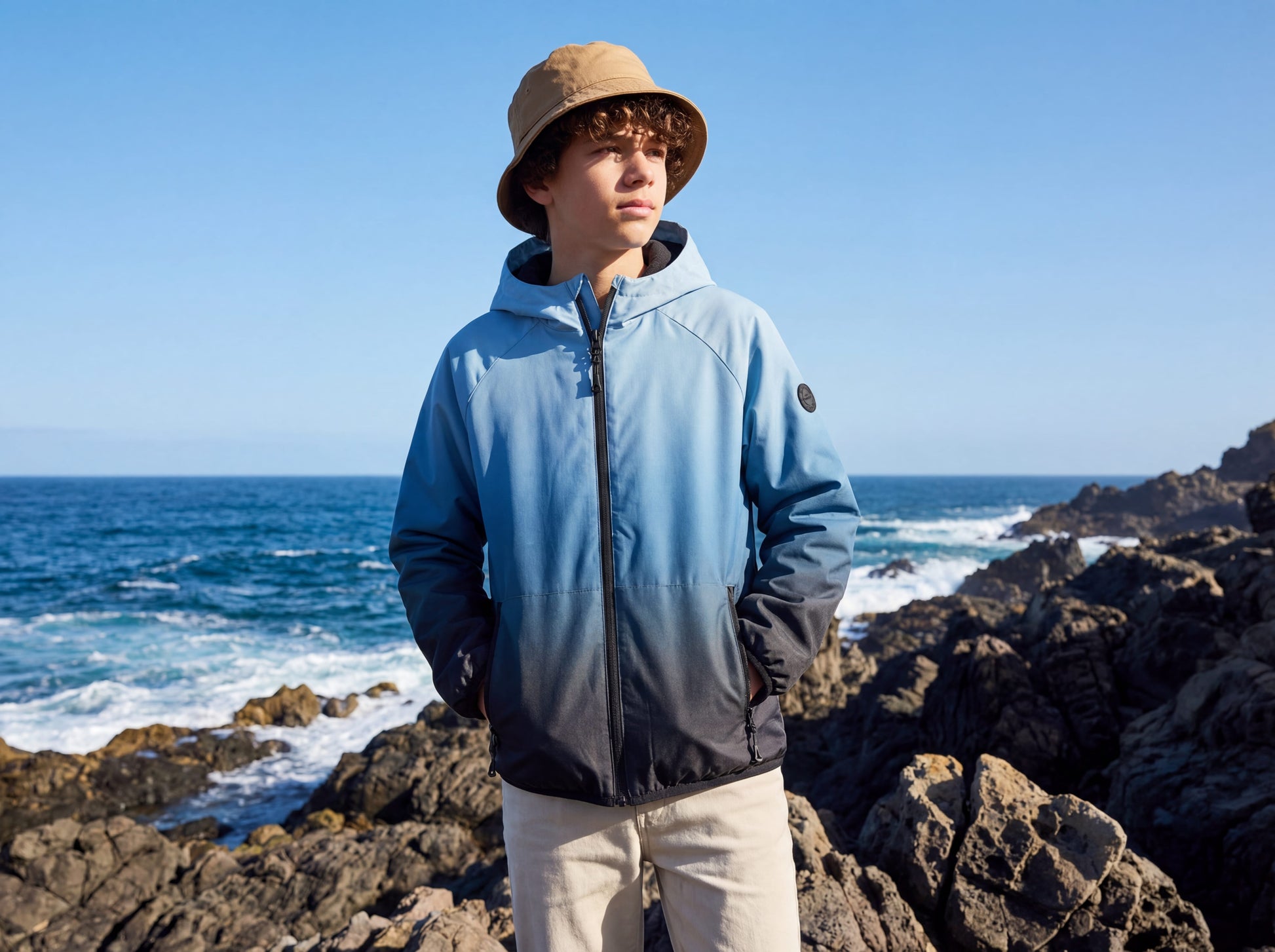Rokka&Rolla Boys' Fleece Lined Windbreaker Ripstop Water-Resistant Transitional Jacket - Navy Coats & Jackets Rokka&Rolla