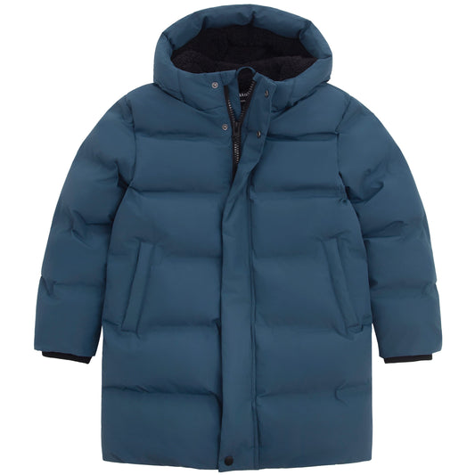 Rokka&Rolla Boys Long Seamless Puffer Jacket Fleece Lining Winter Coat - Grey Coats & Jackets XS Rokka&Rolla