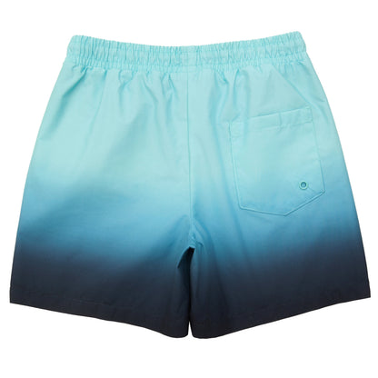 Rokka&Rolla Boys' Swim Trunks with Boxer Brief Compression Liner Quick Dry Kids Bathing Suit, UPF 50+ - Aqua Blue Gradient Rokka&Rolla