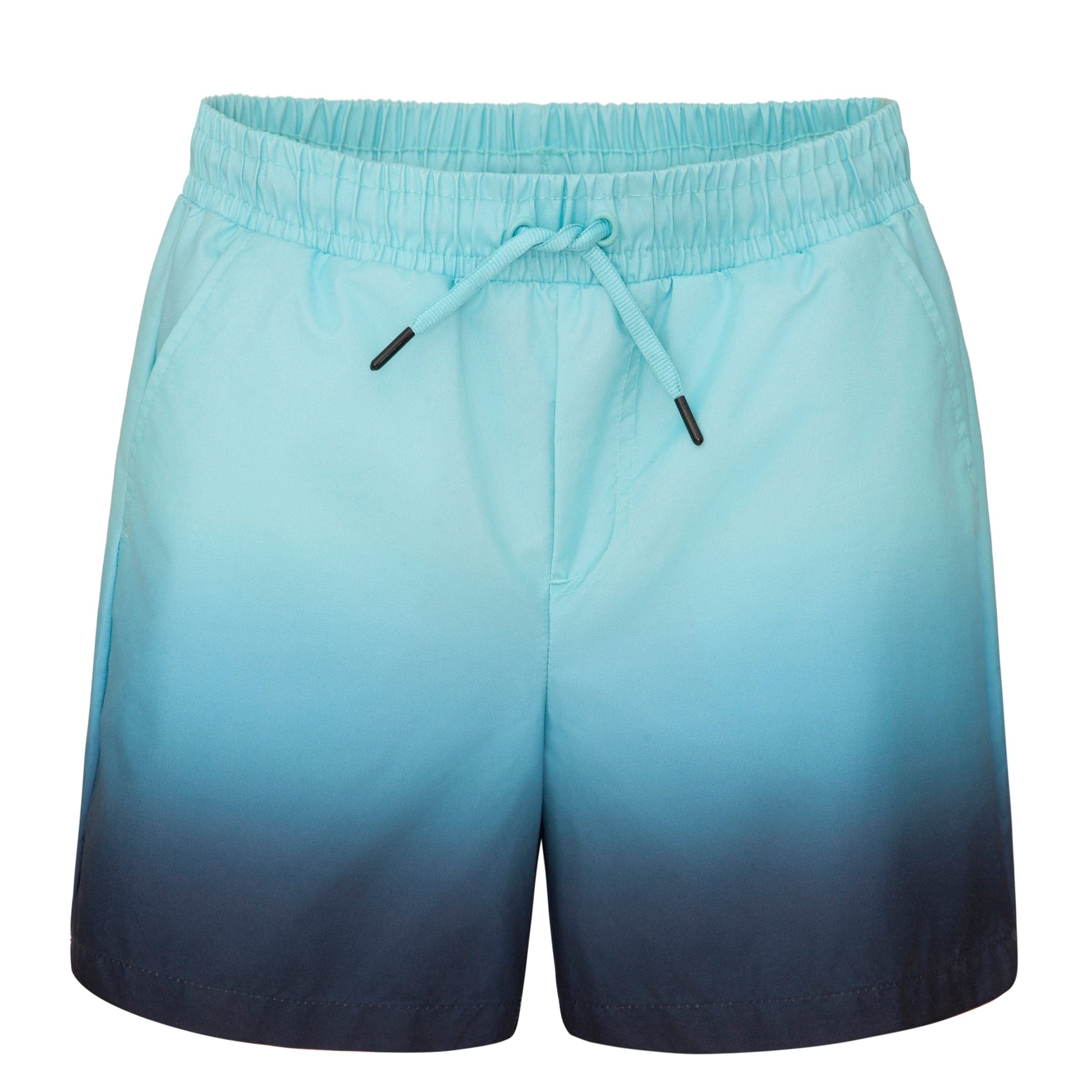Rokka&Rolla Boys' Swim Trunks with Boxer Brief Compression Liner Quick Dry Kids Bathing Suit, UPF 50+ - Aqua Blue Gradient Rokka&Rolla