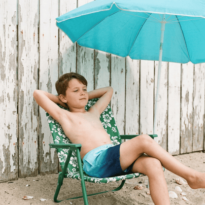 Rokka&Rolla Boys' Swim Trunks with Boxer Brief Compression Liner Quick Dry Kids Bathing Suit, UPF 50+ - Aqua Blue Gradient Swimwear Rokka&Rolla