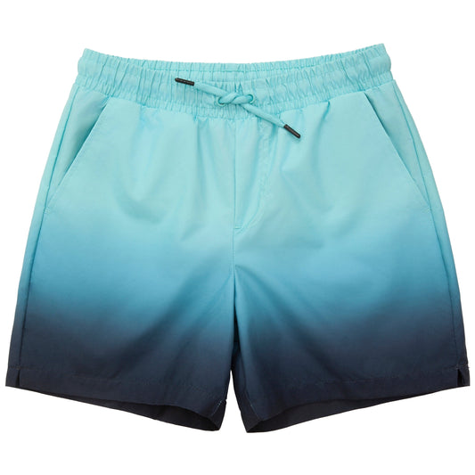 Rokka&Rolla Boys' Swim Trunks with Boxer Brief Compression Liner Quick Dry Kids Bathing Suit, UPF 50+ - Aqua Blue Gradient XS Rokka&Rolla