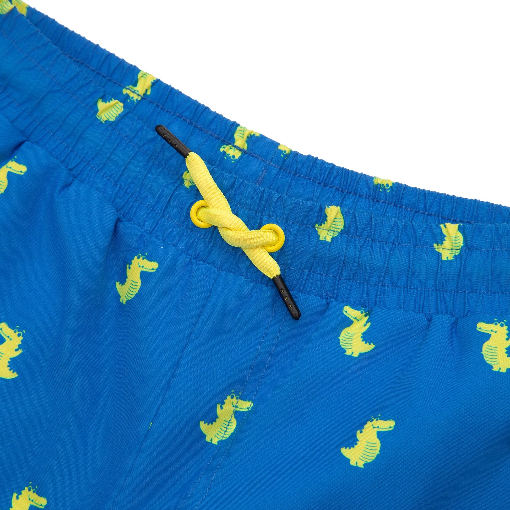 Rokka&Rolla Boys' Swim Trunks with Boxer Brief Compression Liner Quick Dry Kids Bathing Suit, UPF 50+ - Blue Crocodile Print Rokka&Rolla