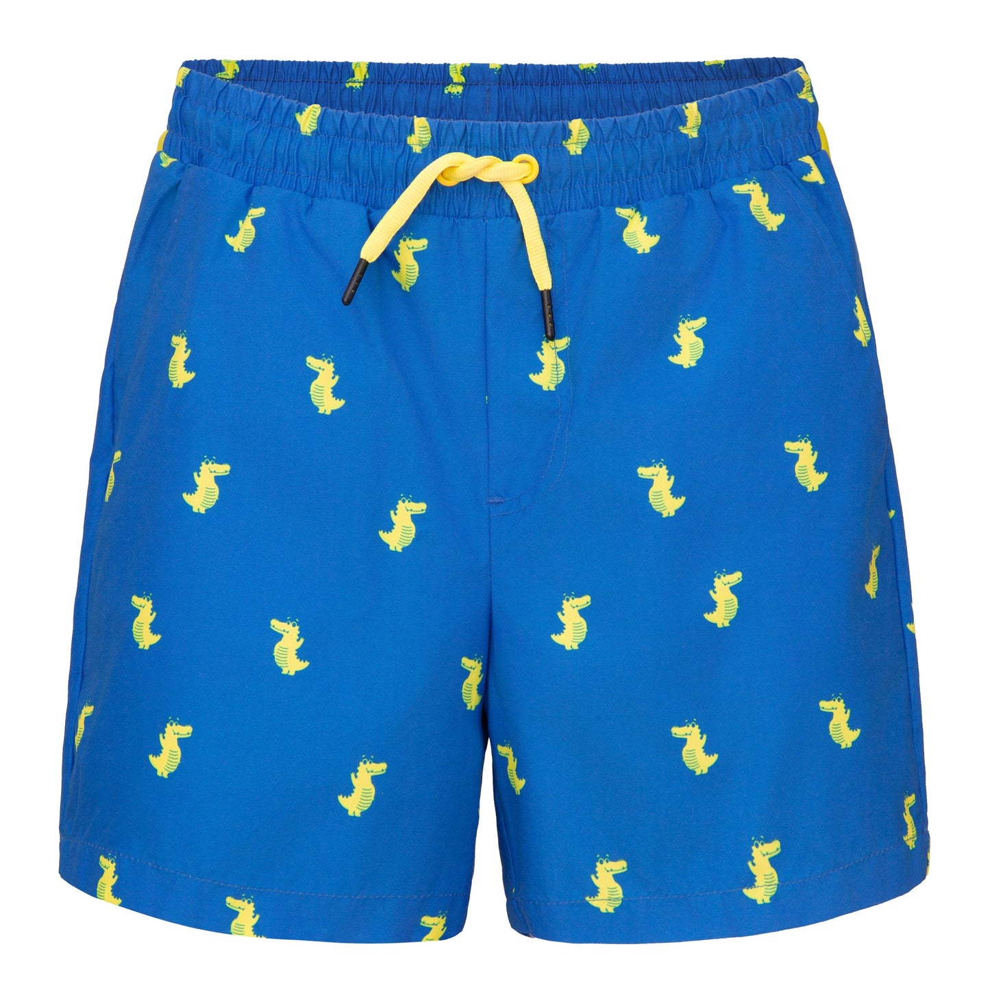 Rokka&Rolla Boys' Swim Trunks with Boxer Brief Compression Liner Quick Dry Kids Bathing Suit, UPF 50+ - Blue Crocodile Print Rokka&Rolla