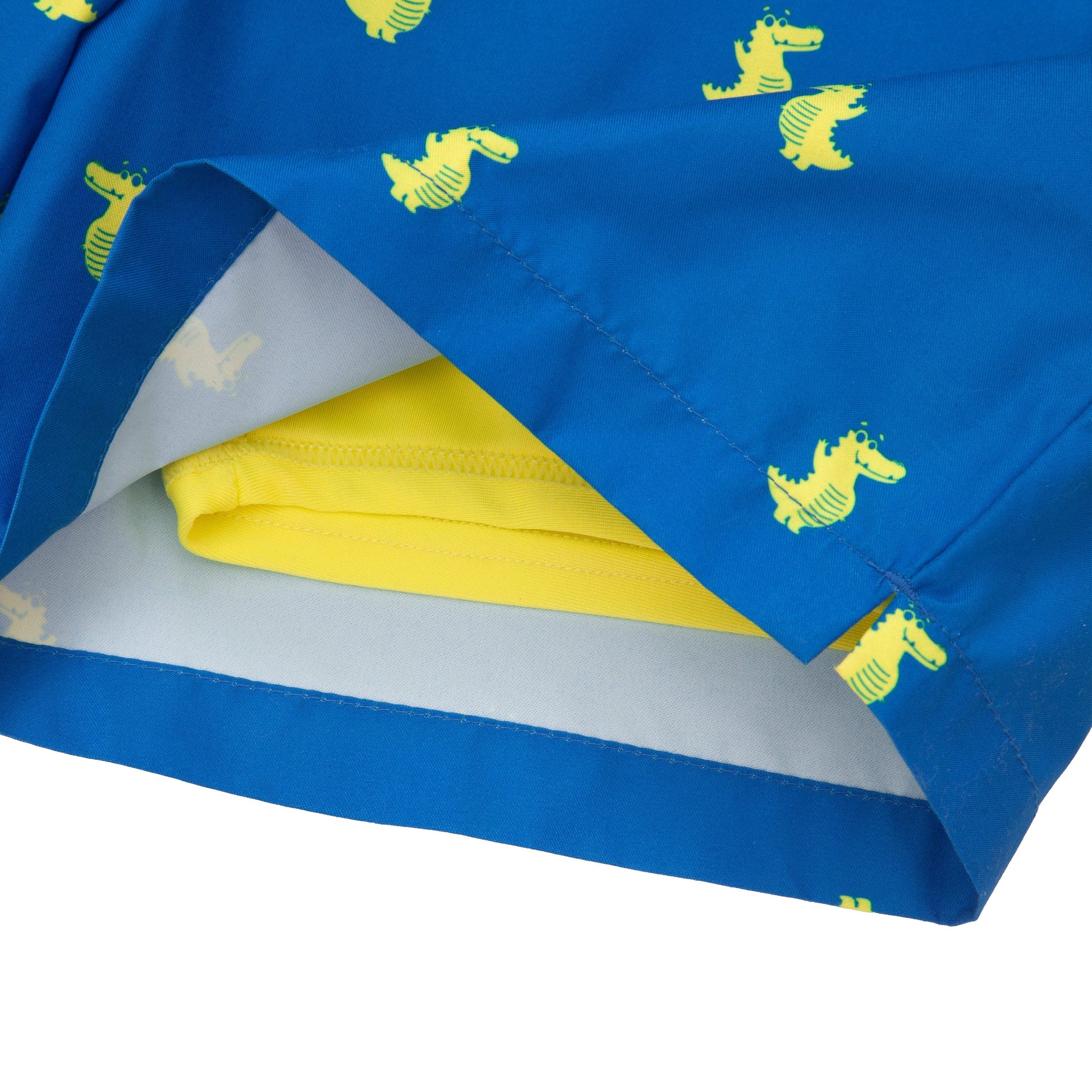 Rokka&Rolla Boys' Swim Trunks with Boxer Brief Compression Liner Quick Dry Kids Bathing Suit, UPF 50+ - Blue Crocodile Print Rokka&Rolla