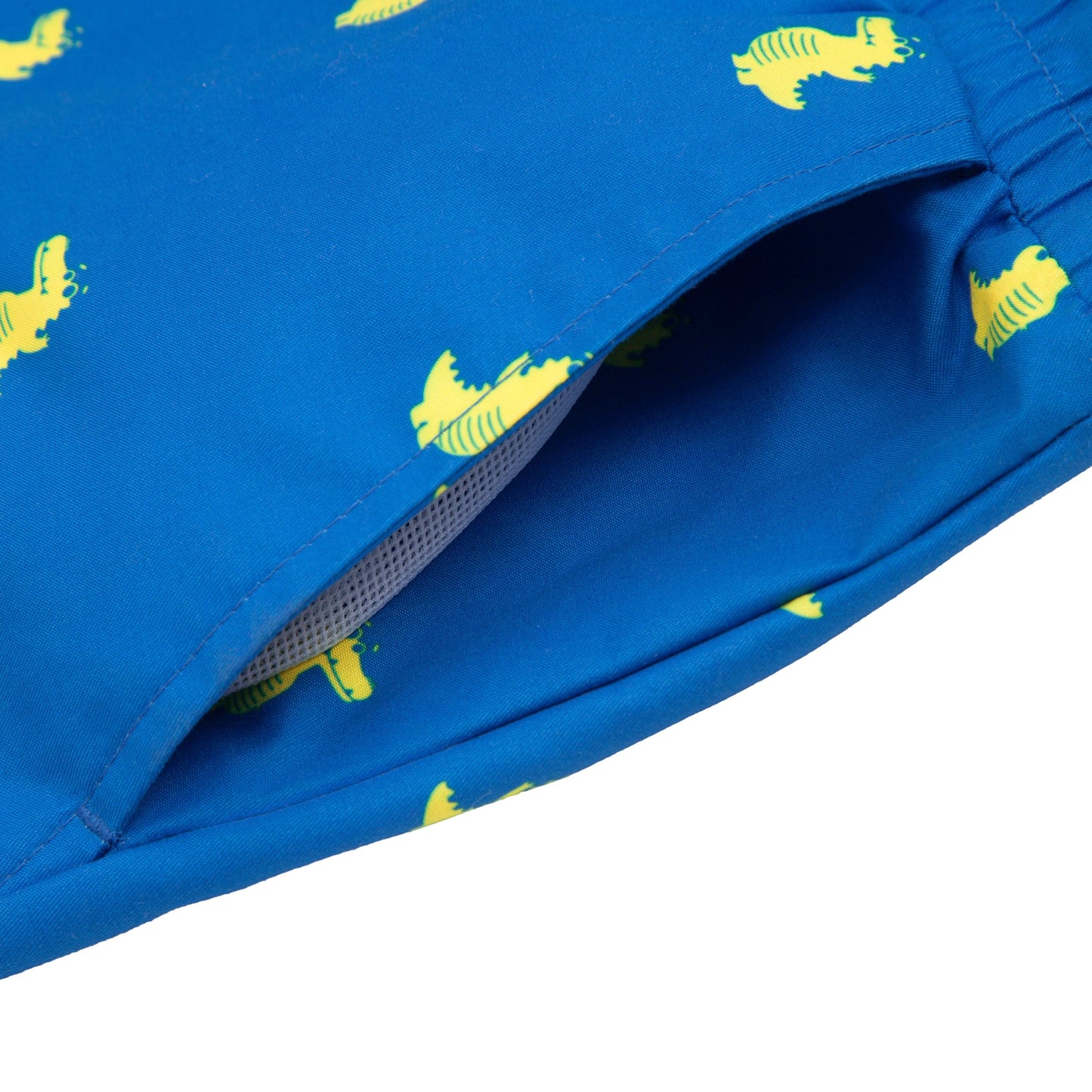Rokka&Rolla Boys' Swim Trunks with Boxer Brief Compression Liner Quick Dry Kids Bathing Suit, UPF 50+ - Blue Crocodile Print Rokka&Rolla