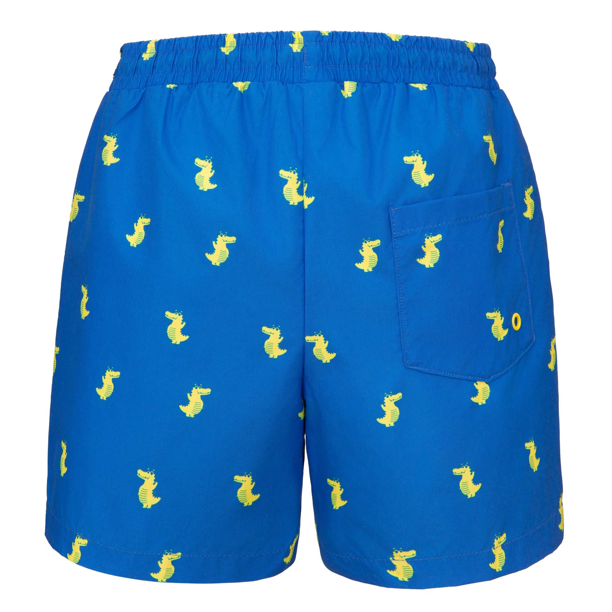 Rokka&Rolla Boys' Swim Trunks with Boxer Brief Compression Liner Quick Dry Kids Bathing Suit, UPF 50+ - Blue Crocodile Print Rokka&Rolla