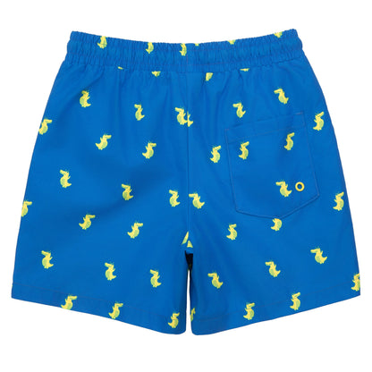 Rokka&Rolla Boys' Swim Trunks with Boxer Brief Compression Liner Quick Dry Kids Bathing Suit, UPF 50+ - Blue Crocodile Print Rokka&Rolla