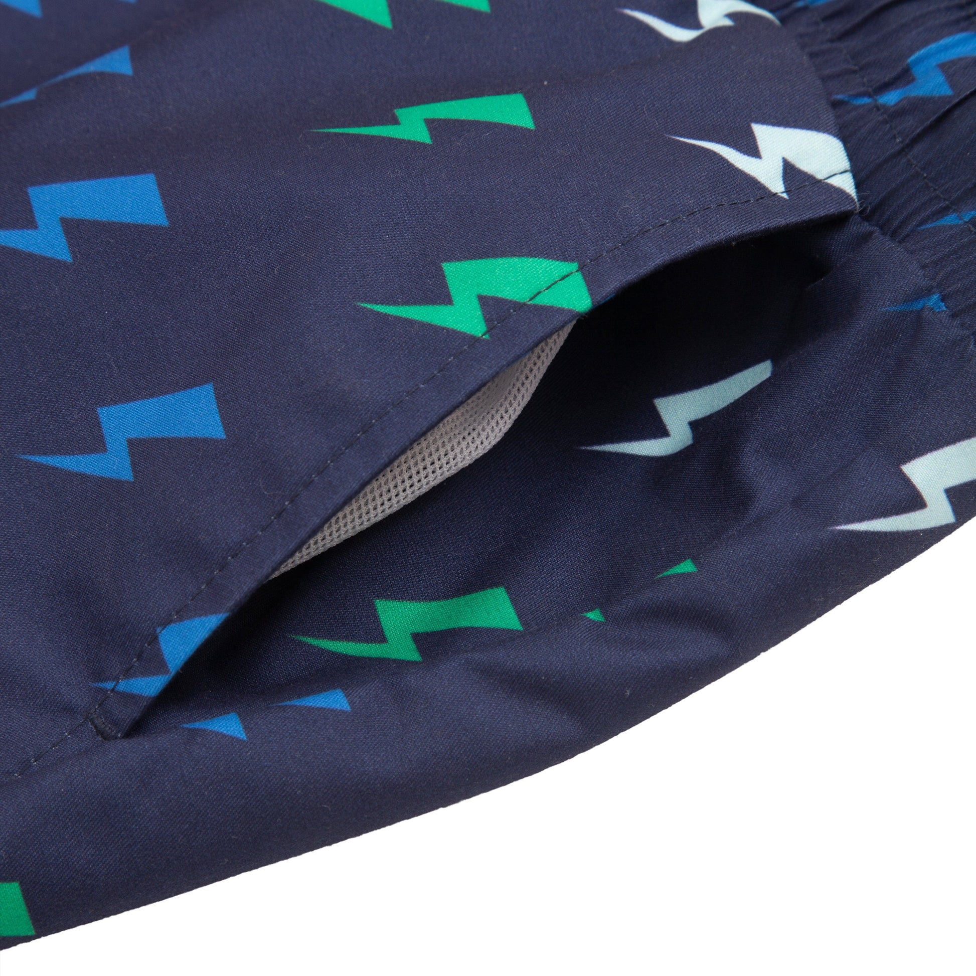Rokka&Rolla Boys' Swim Trunks with Boxer Brief Compression Liner Quick Dry Kids Bathing Suit, UPF 50+ - Navy Lightning Print Rokka&Rolla