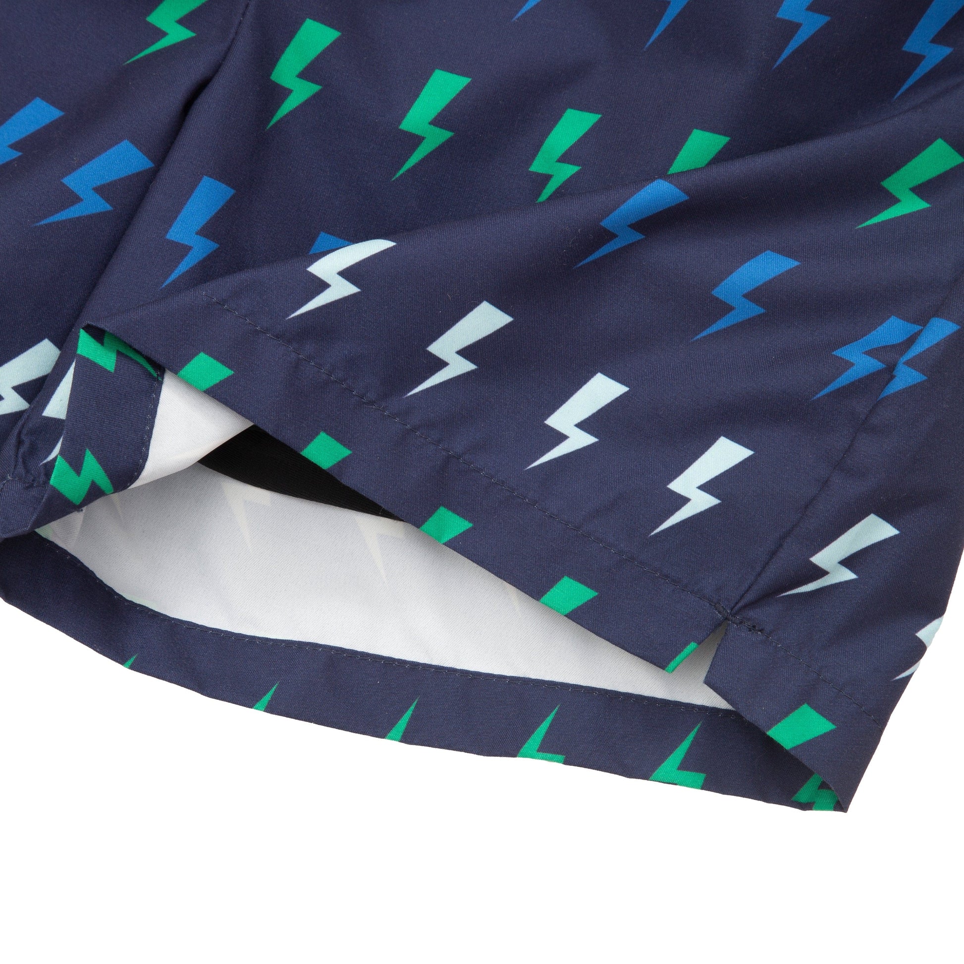 Rokka&Rolla Boys' Swim Trunks with Boxer Brief Compression Liner Quick Dry Kids Bathing Suit, UPF 50+ - Navy Lightning Print - Rokka&Rolla