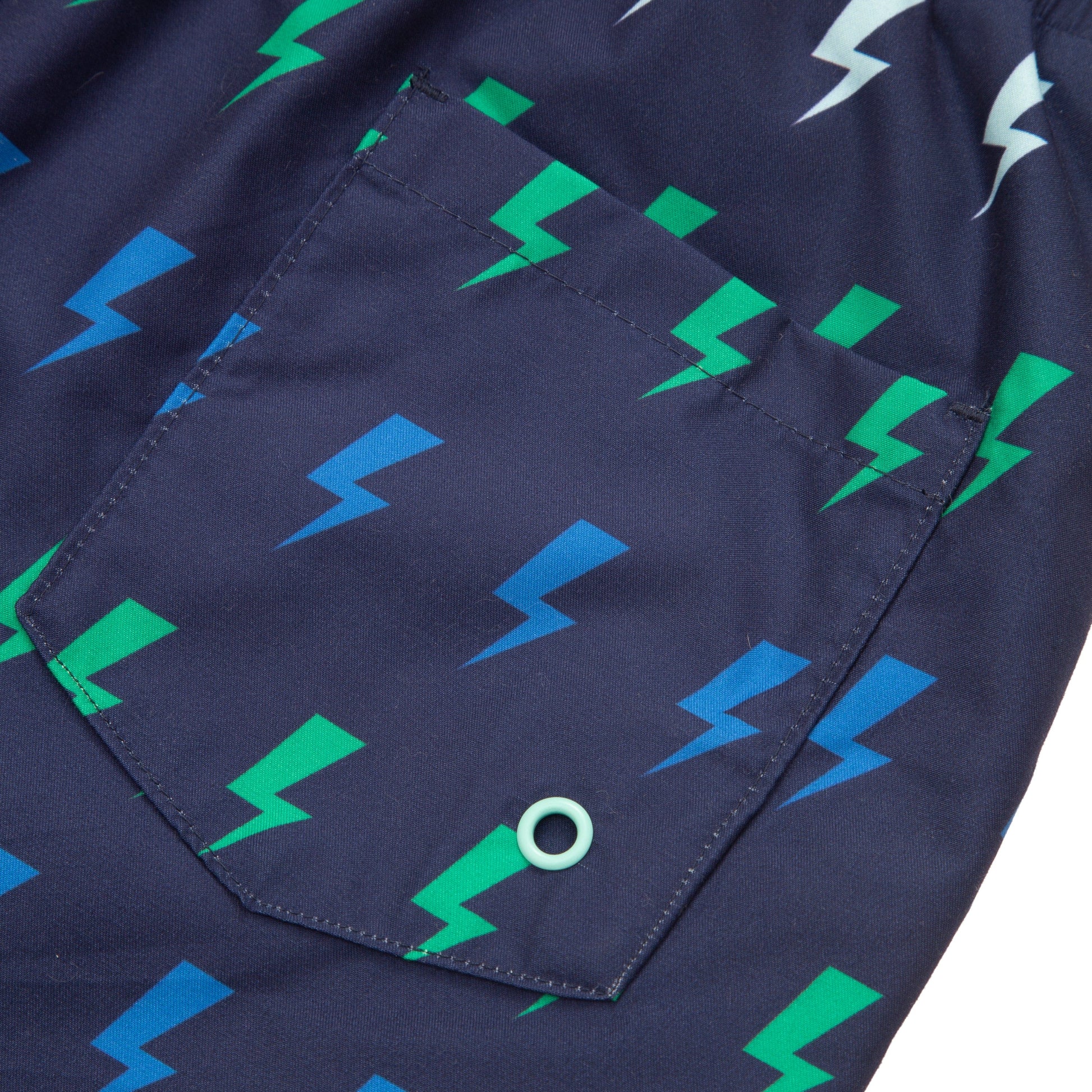 Rokka&Rolla Boys' Swim Trunks with Boxer Brief Compression Liner Quick Dry Kids Bathing Suit, UPF 50+ - Navy Lightning Print - Rokka&Rolla