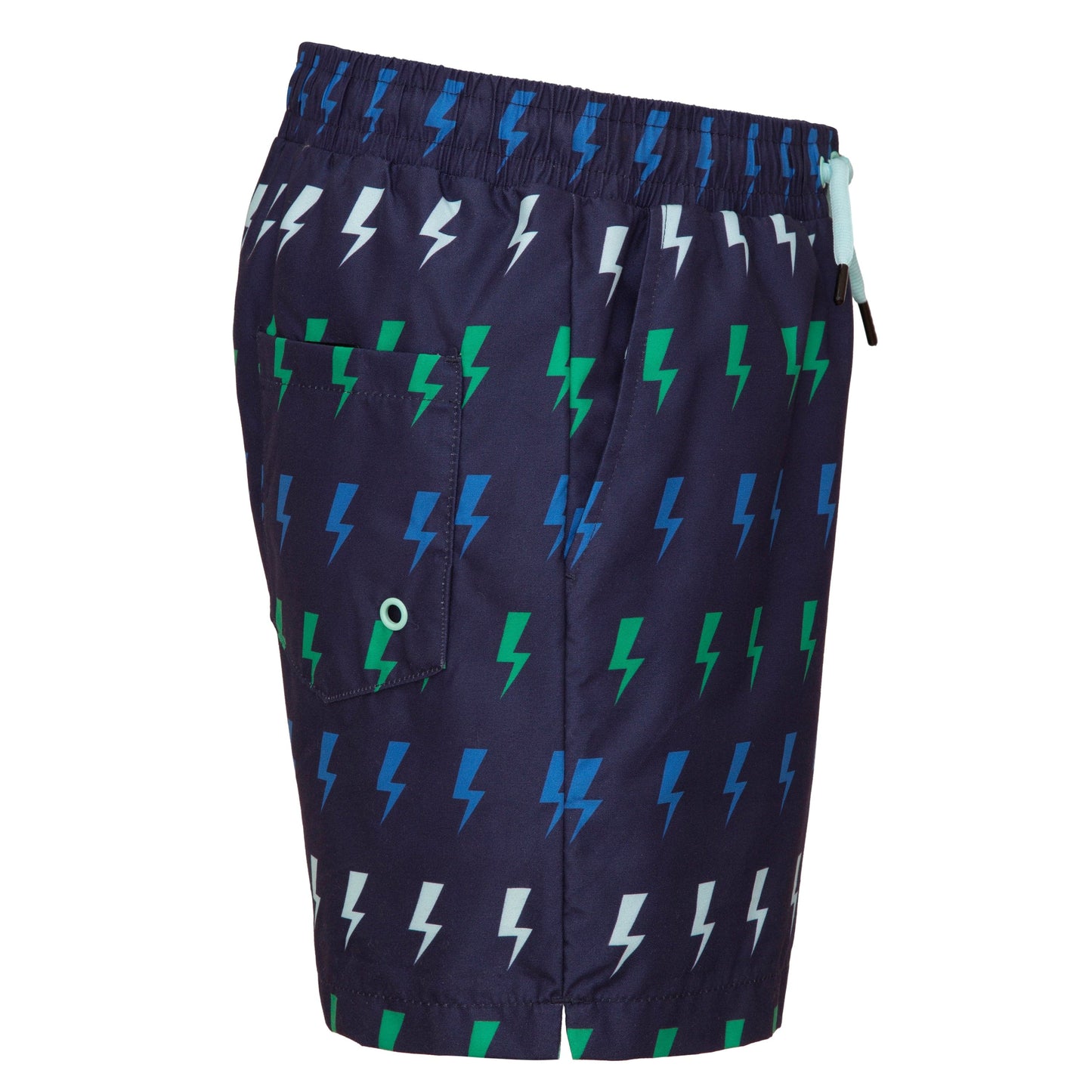 Rokka&Rolla Boys' Swim Trunks with Boxer Brief Compression Liner Quick Dry Kids Bathing Suit, UPF 50+ - Navy Lightning Print Rokka&Rolla