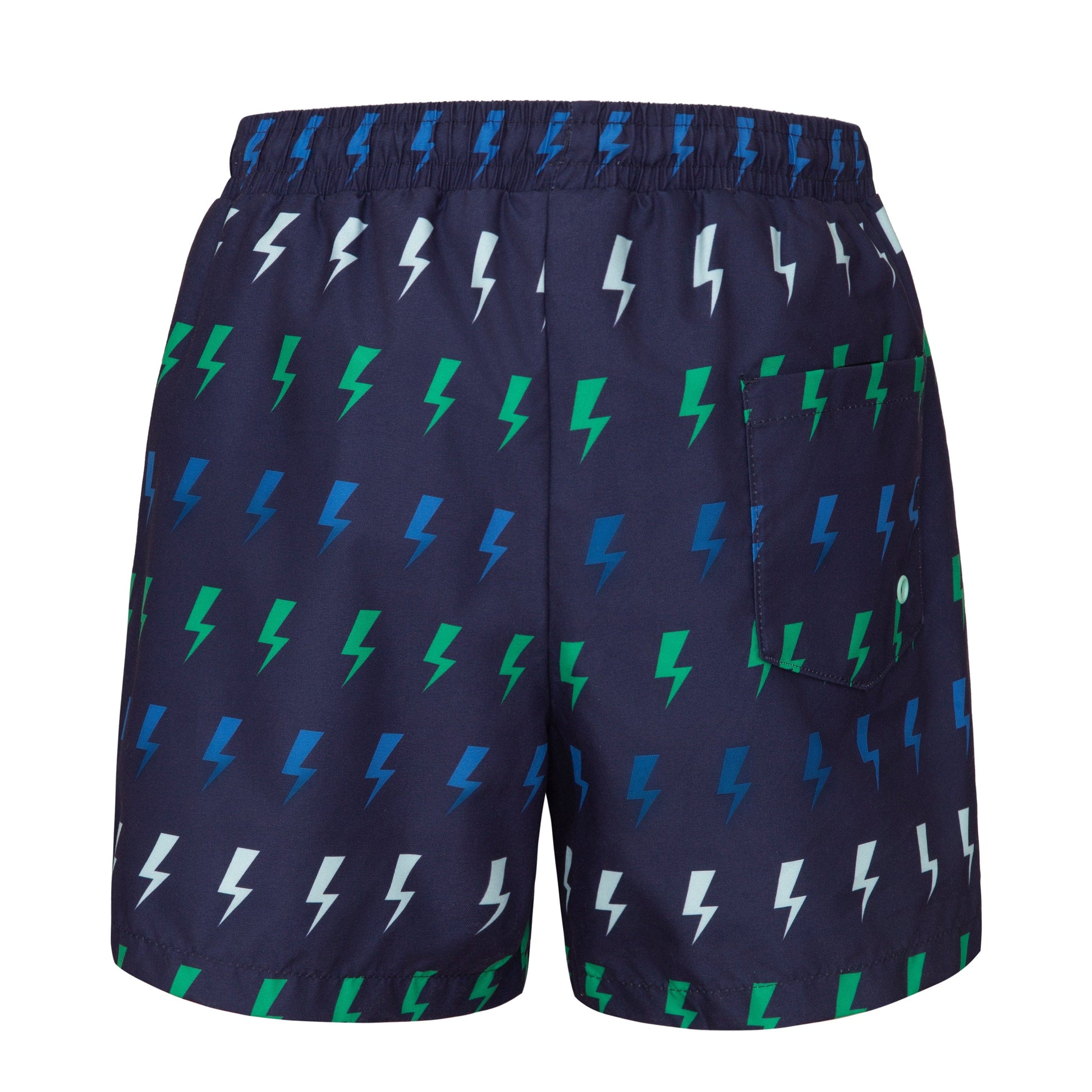 Rokka&Rolla Boys' Swim Trunks with Boxer Brief Compression Liner Quick Dry Kids Bathing Suit, UPF 50+ - Navy Lightning Print Rokka&Rolla
