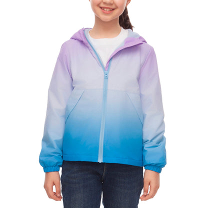 Rokka&Rolla Girls' Fleece Lined Windbreaker Ripstop Water-Resistant Transitional Jacket - Blue Coats & Jackets Rokka&Rolla
