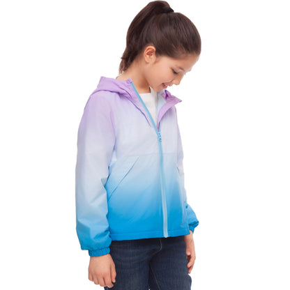 Rokka&Rolla Girls' Fleece Lined Windbreaker Ripstop Water-Resistant Transitional Jacket - Blue Coats & Jackets Rokka&Rolla