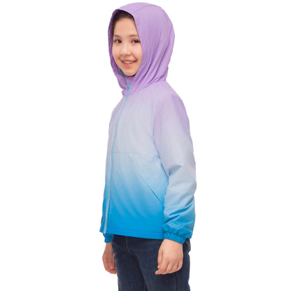 Rokka&Rolla Girls' Fleece Lined Windbreaker Ripstop Water-Resistant Transitional Jacket - Blue Coats & Jackets Rokka&Rolla