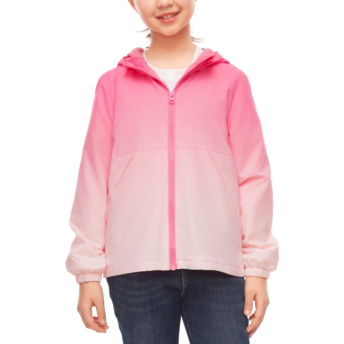Rokka&Rolla Girls' Fleece Lined Windbreaker Ripstop Water-Resistant Transitional Jacket - Pink Coats & Jackets Rokka&Rolla