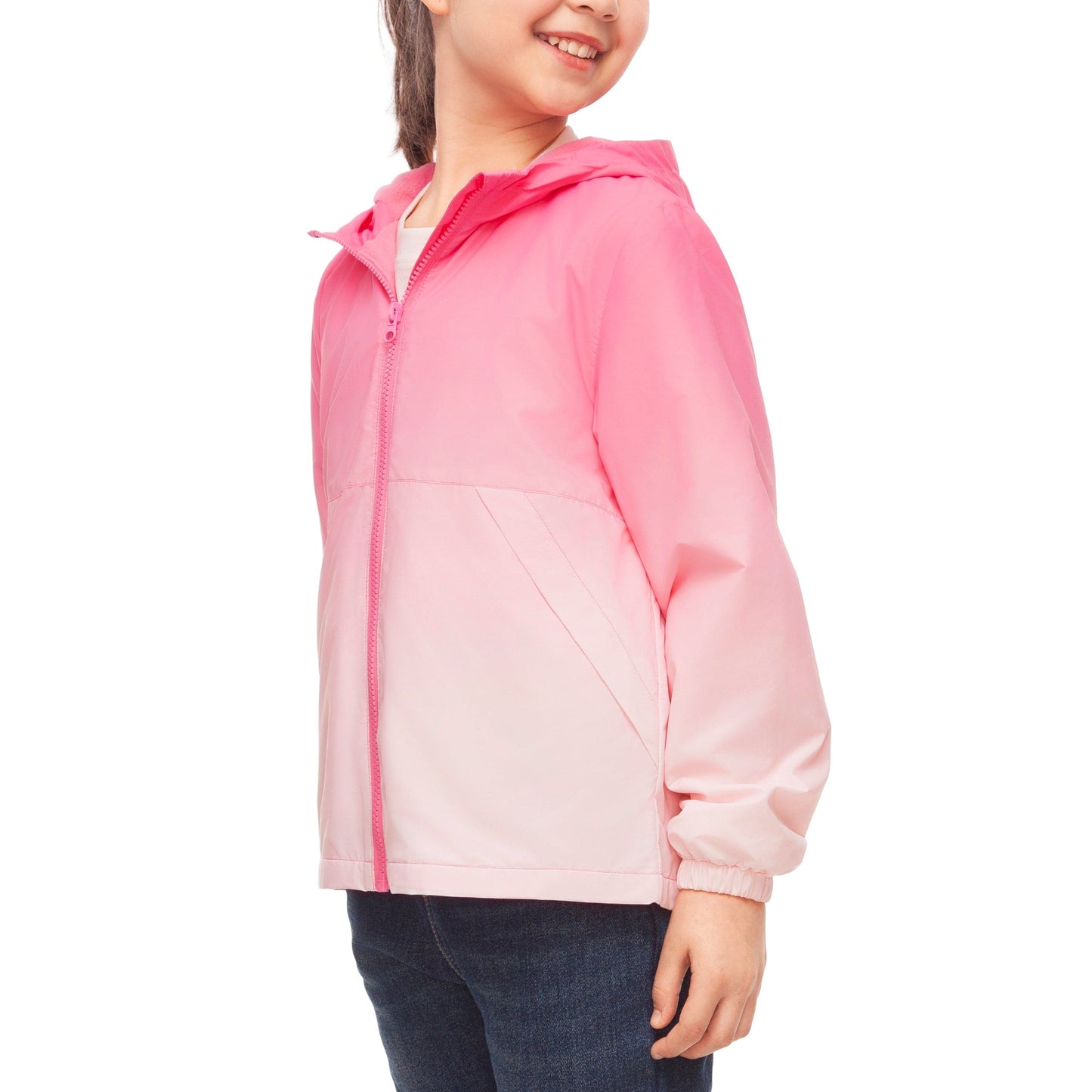 Rokka&Rolla Girls' Fleece Lined Windbreaker Ripstop Water-Resistant Transitional Jacket - Pink Coats & Jackets Rokka&Rolla