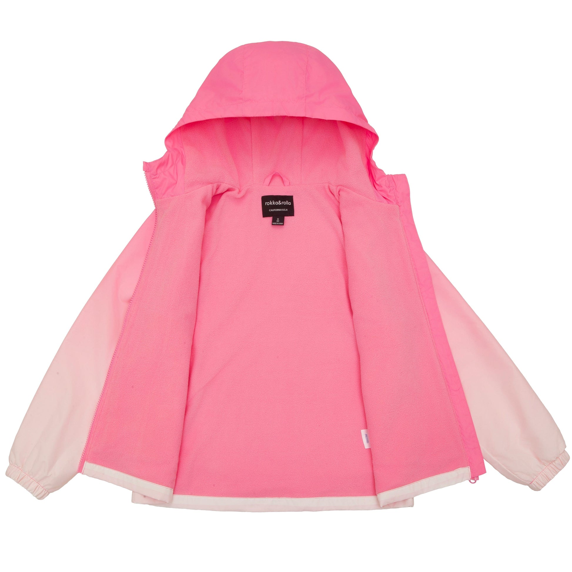 Rokka&Rolla Girls' Fleece Lined Windbreaker Ripstop Water-Resistant Transitional Jacket - Pink Coats & Jackets Rokka&Rolla