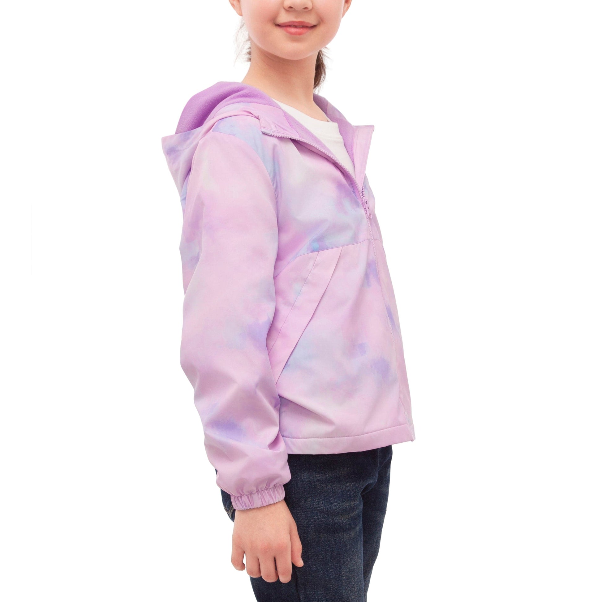 Rokka&Rolla Girls' Fleece Lined Windbreaker Ripstop Water-Resistant Transitional Jacket - Purple Coats & Jackets Rokka&Rolla