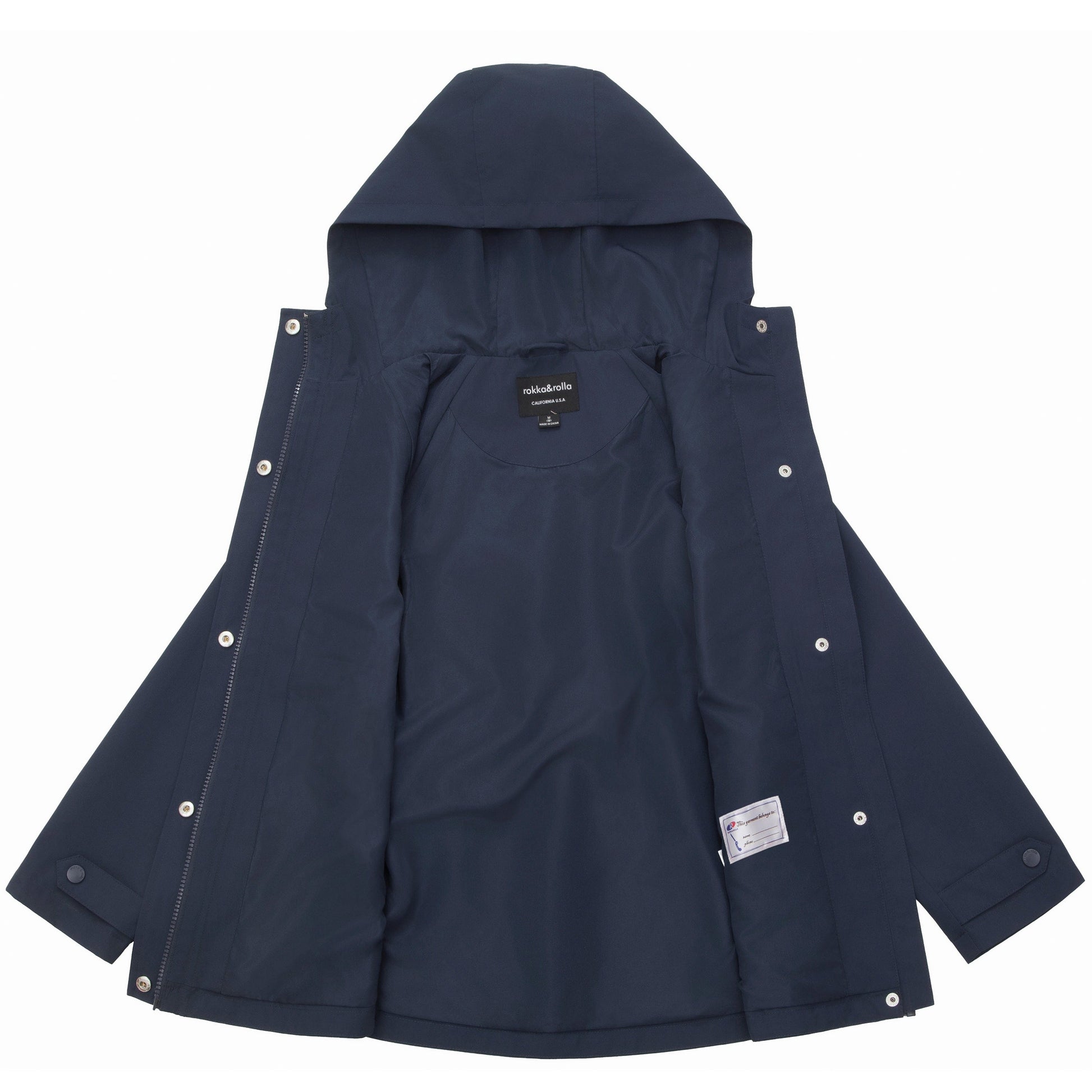 Rokka&Rolla Girls' Water Resistant Lightweight Windbreaker Hooded Transitional Jacket - Navy Coats & Jackets Rokka&Rolla