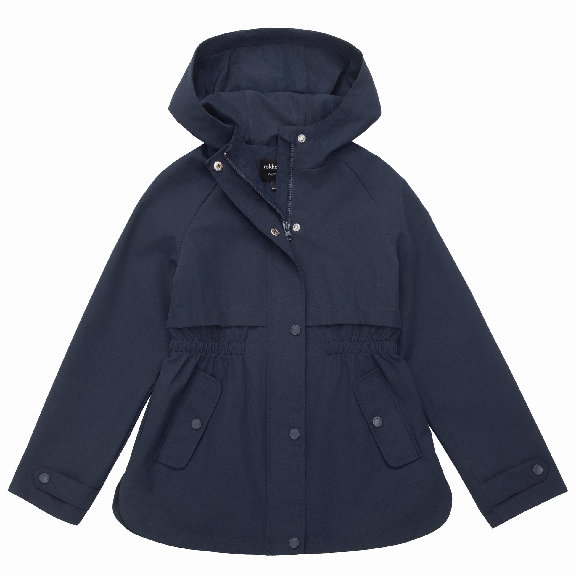 Rokka&Rolla Girls' Water Resistant Lightweight Windbreaker Hooded Transitional Jacket - Navy Coats & Jackets Rokka&Rolla