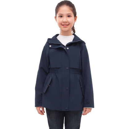 Rokka&Rolla Girls' Water Resistant Lightweight Windbreaker Hooded Transitional Jacket - Navy Coats & Jackets Rokka&Rolla