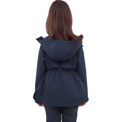 Rokka&Rolla Girls' Water Resistant Lightweight Windbreaker Hooded Transitional Jacket - Navy Coats & Jackets Rokka&Rolla