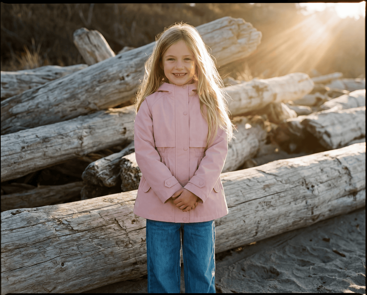 Rokka&Rolla Girls' Water Resistant Lightweight Windbreaker Hooded Transitional Jacket - Pink Coats & Jackets Rokka&Rolla