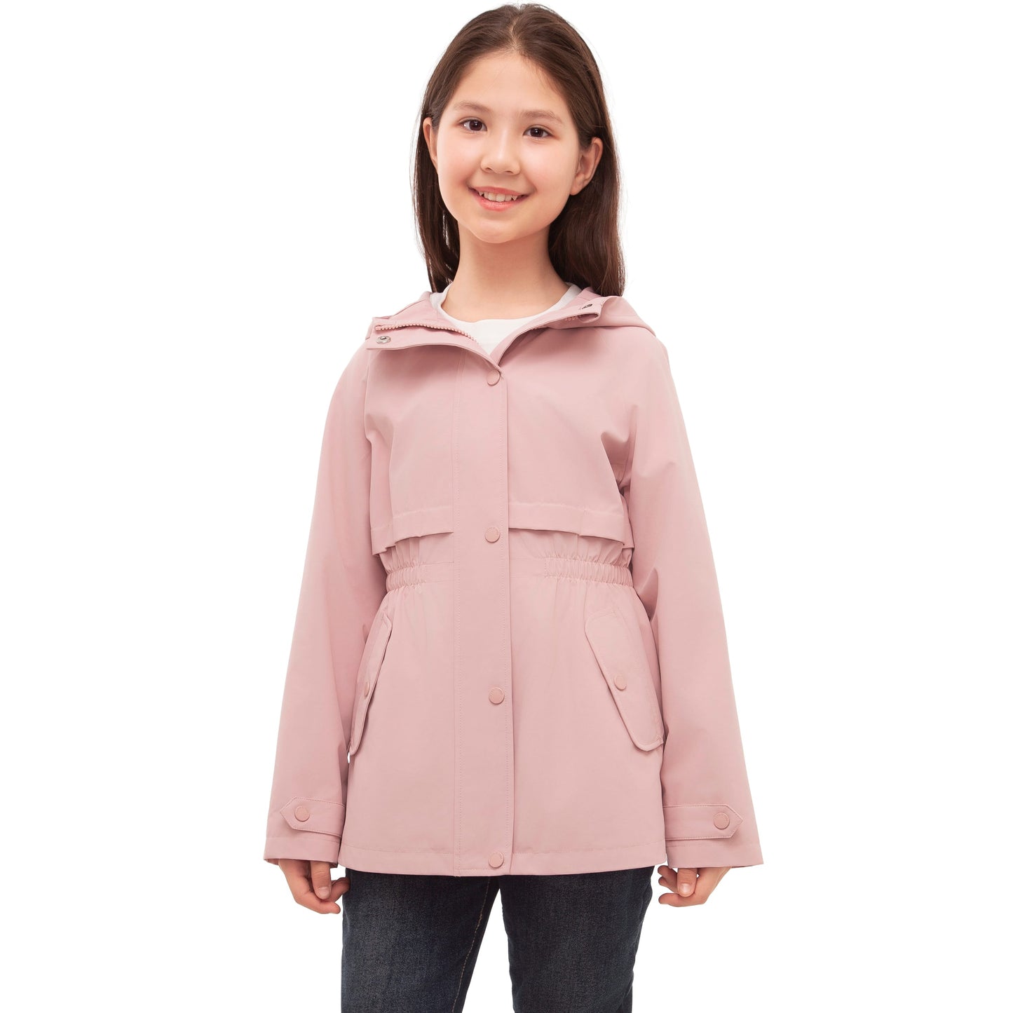 Rokka&Rolla Girls' Water Resistant Lightweight Windbreaker Hooded Transitional Jacket - Pink Coats & Jackets Rokka&Rolla
