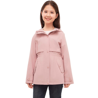Rokka&Rolla Girls' Water Resistant Lightweight Windbreaker Hooded Transitional Jacket - Pink Coats & Jackets Rokka&Rolla