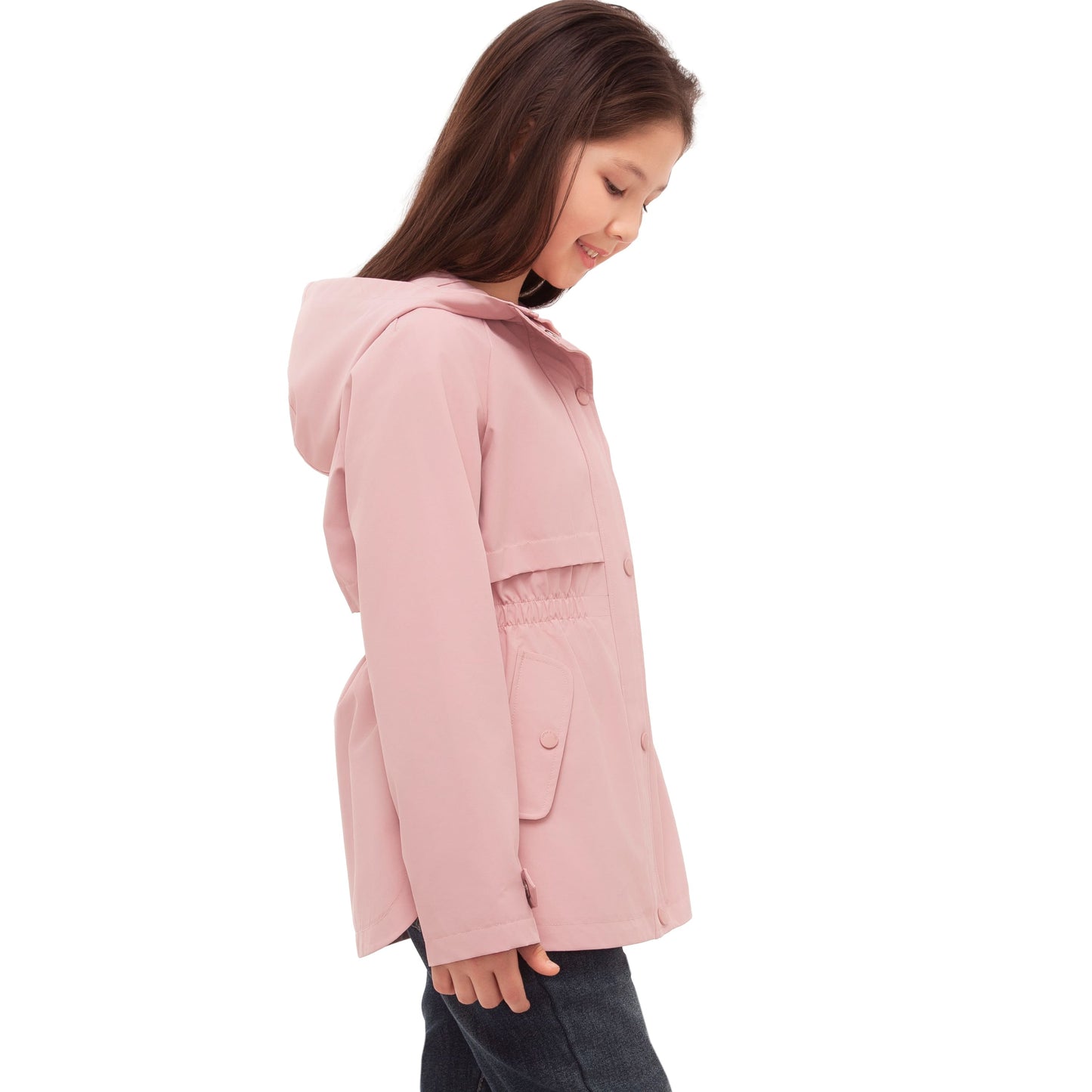 Rokka&Rolla Girls' Water Resistant Lightweight Windbreaker Hooded Transitional Jacket - Pink Coats & Jackets Rokka&Rolla