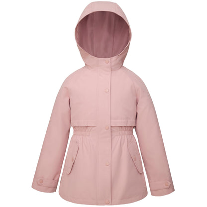 Rokka&Rolla Girls' Water Resistant Lightweight Windbreaker Hooded Transitional Jacket - Pink Coats & Jackets XS Rokka&Rolla