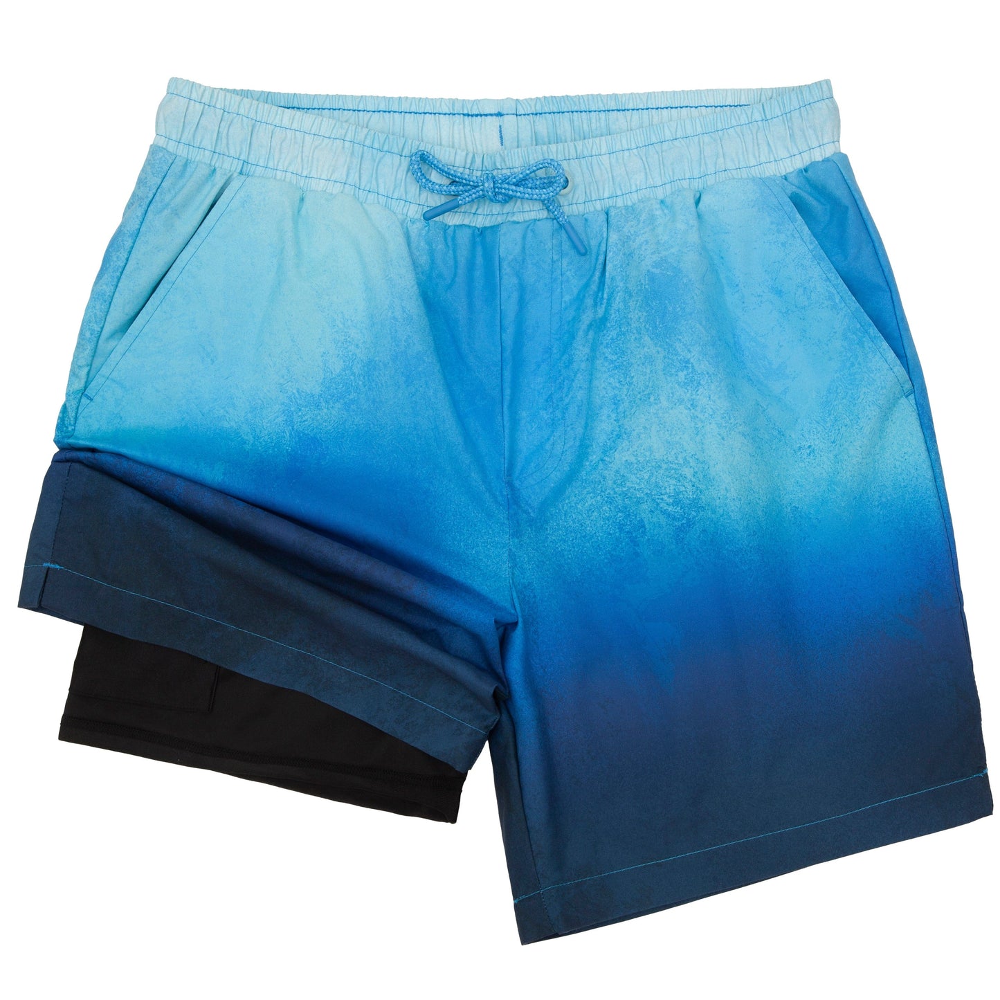 Rokka&Rolla Men's Quick Dry Swim Trunks with Compression Liner 7" Bathing Suit Tie-Dye Board Shorts - Blue Wash Rokka&Rolla
