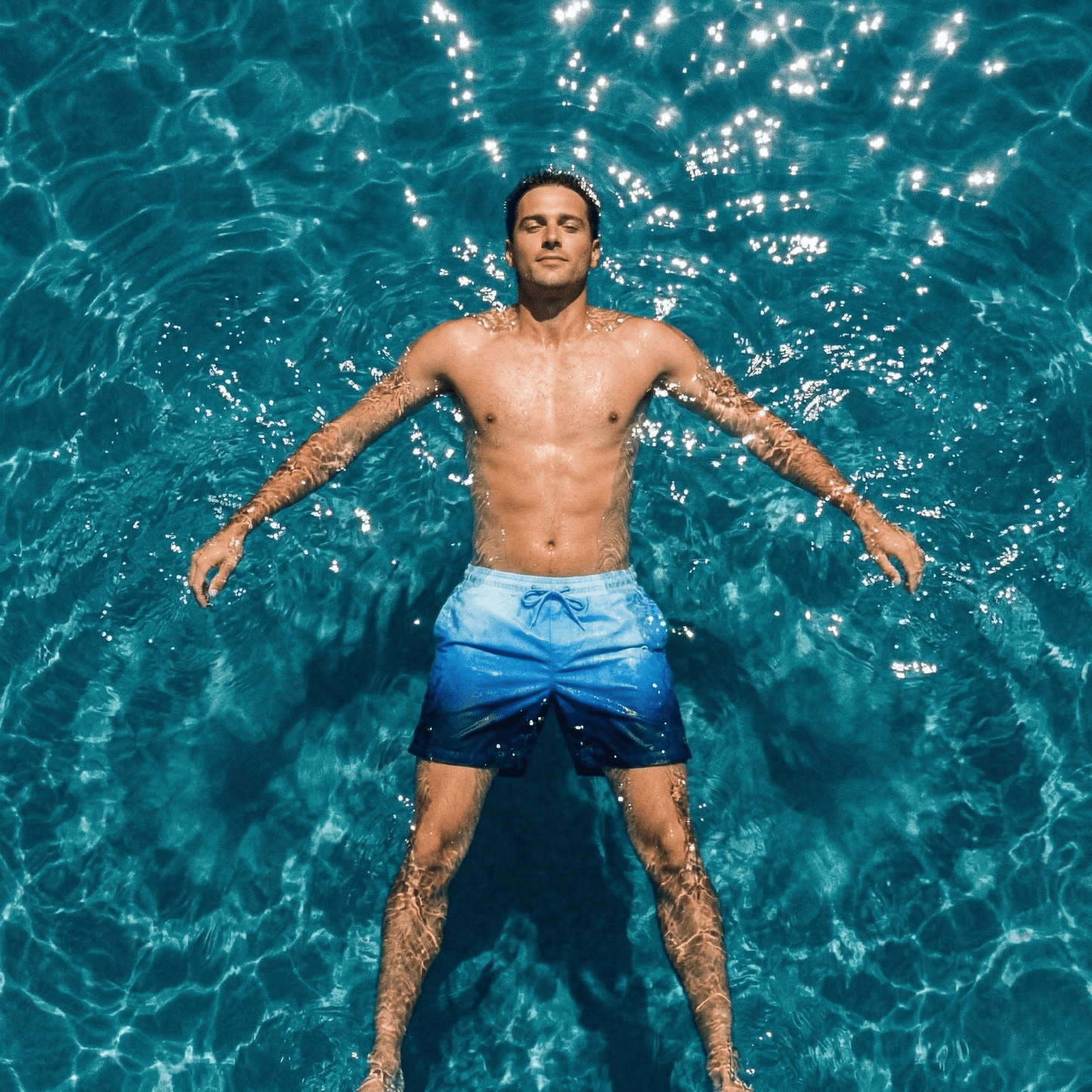 Rokka&Rolla Men's Quick Dry Swim Trunks with Compression Liner 7" Bathing Suit Tie-Dye Board Shorts - Blue Wash Swimwear Rokka&Rolla