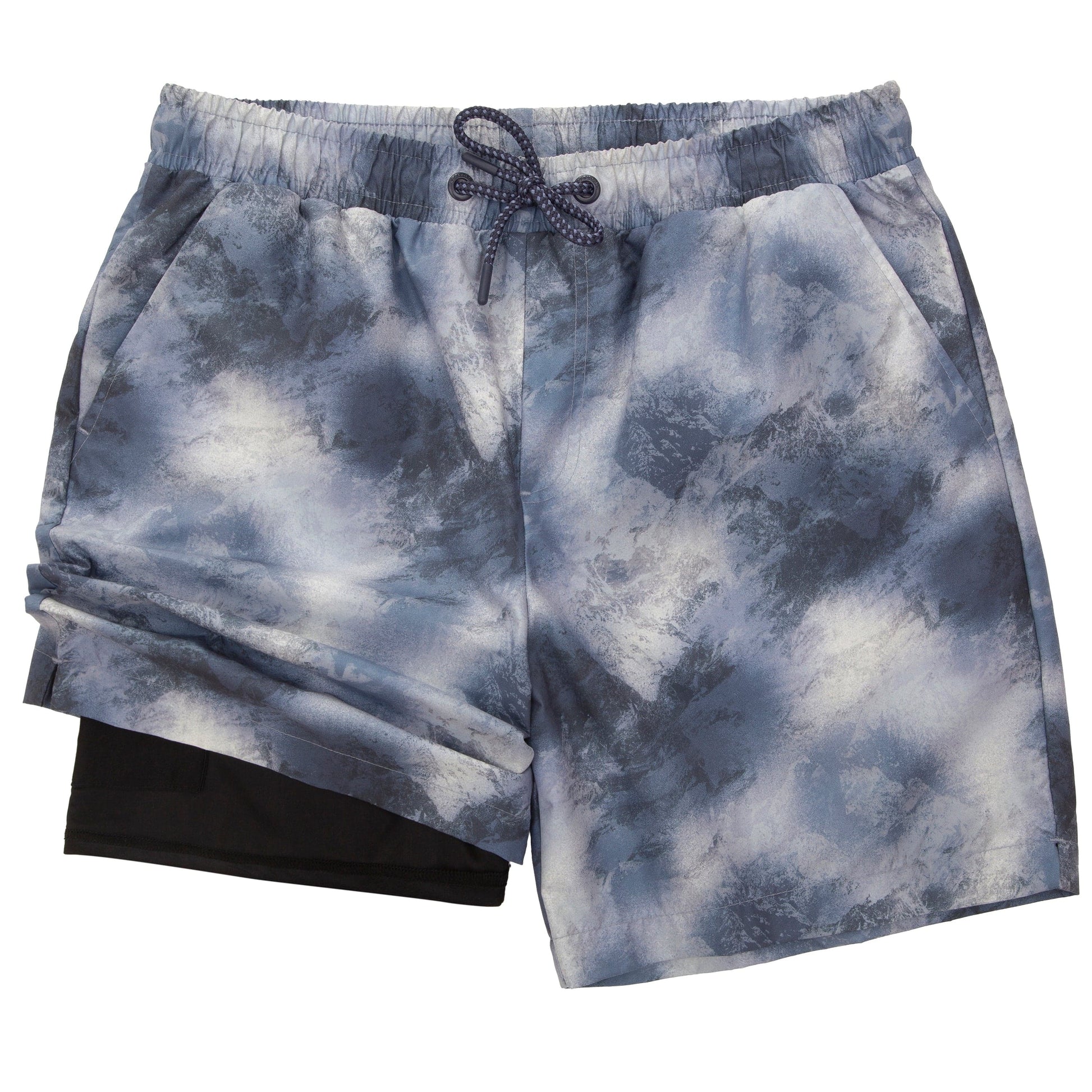 Rokka&Rolla Men's Quick Dry Swim Trunks with Compression Liner 7" Bathing Suit Tie-Dye Board Shorts - Grey Wash Rokka&Rolla
