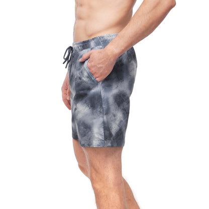 Rokka&Rolla Men's Quick Dry Swim Trunks with Compression Liner 7" Bathing Suit Tie-Dye Board Shorts - Grey Wash Swimwear Rokka&Rolla