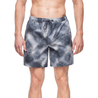 Rokka&Rolla Men's Quick Dry Swim Trunks with Compression Liner 7" Bathing Suit Tie-Dye Board Shorts - Grey Wash Swimwear Rokka&Rolla