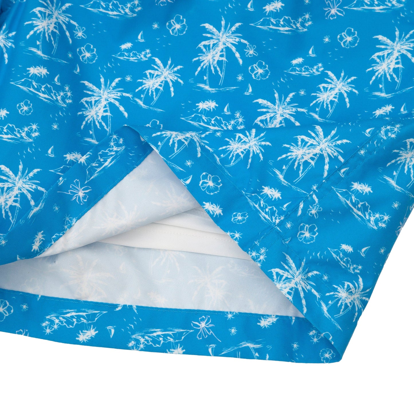 Rokka&Rolla Men's Swim Trunks with Compression Liner 7" Bathing Suit Quick Dry Board Shorts - Blue Tropical Print Rokka&Rolla